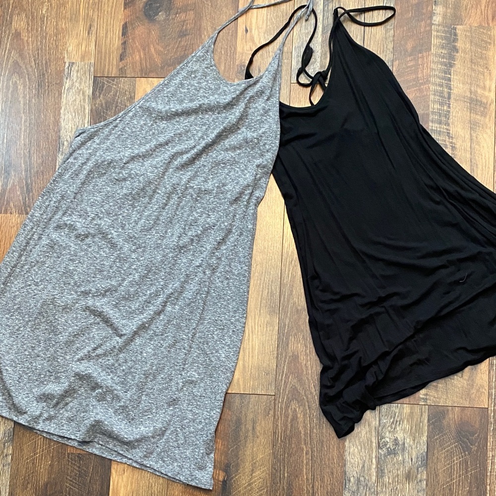 Gray and Black Sleeveless Swimsuit cover ups